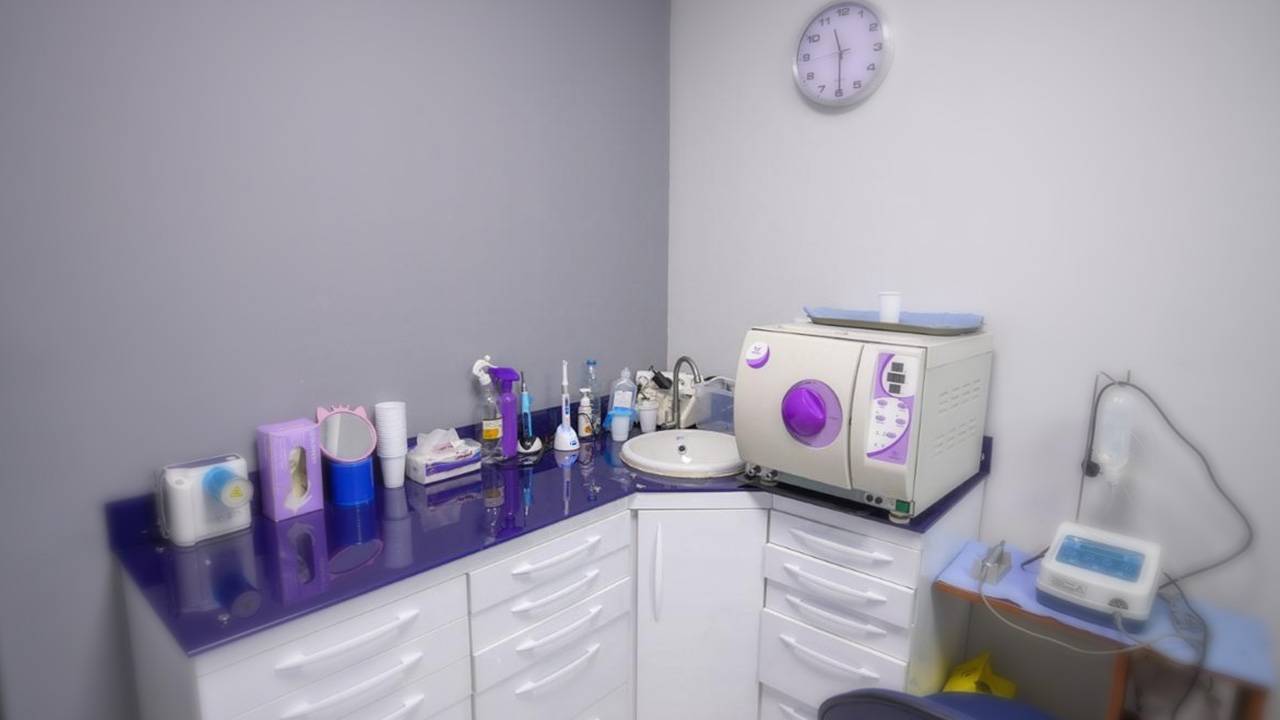 Sterile storage area with hygiene equipment at Elite Smile Clinics New Cairo